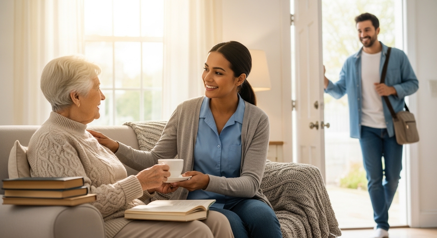 Caregiver with elderly lady